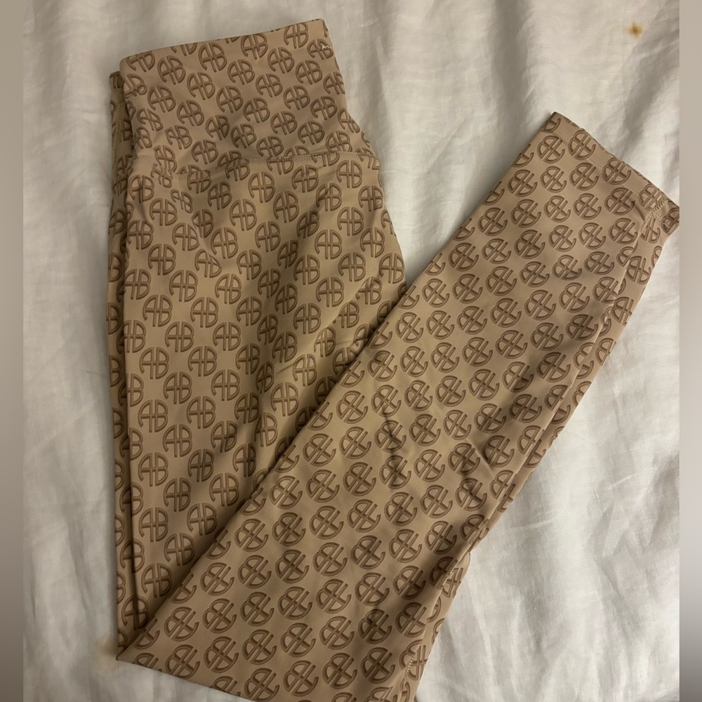 Anine Bing Beige Monogram Leggings
